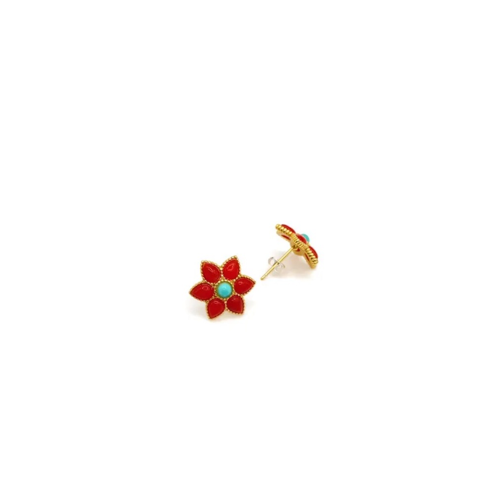 Red Agate Petal Earring